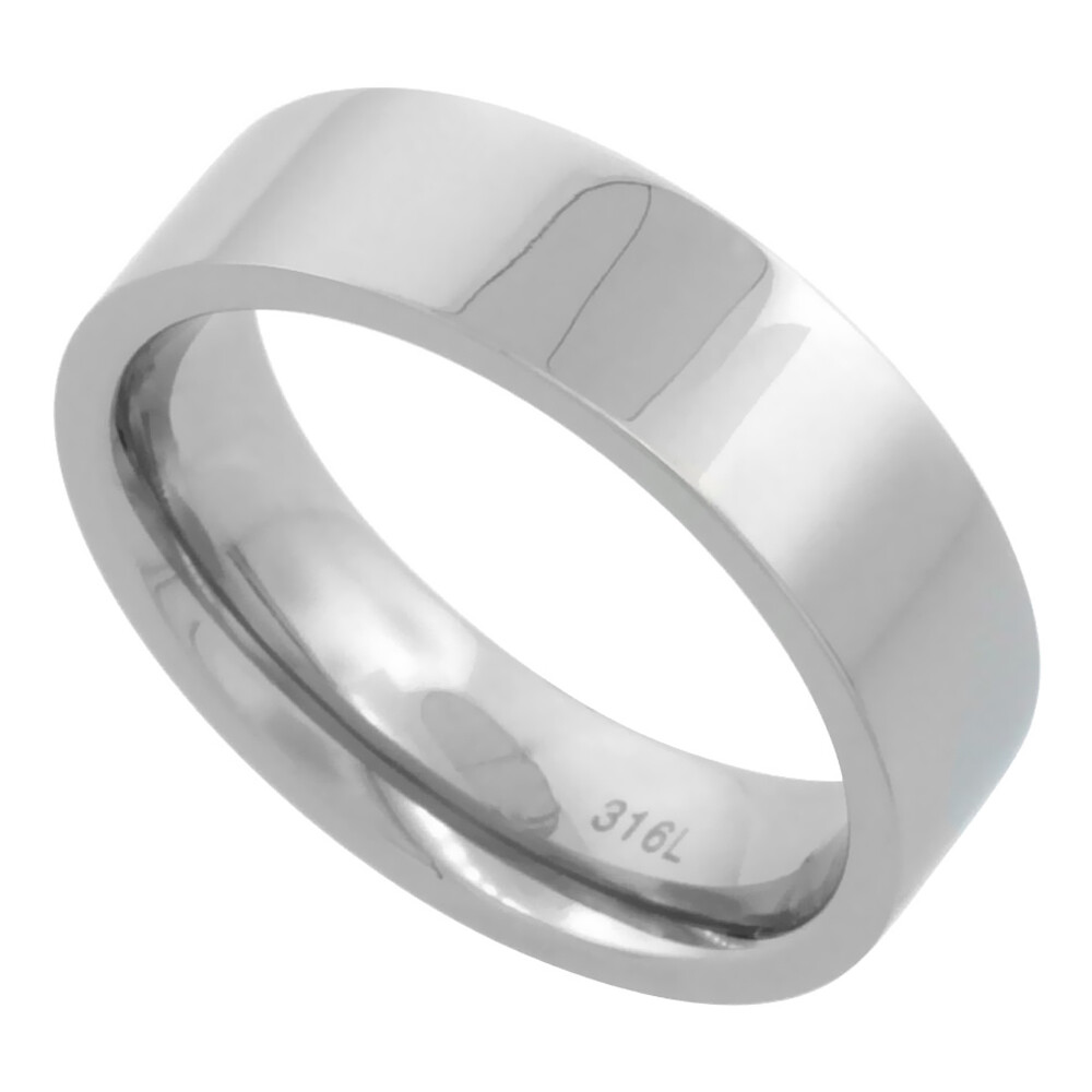 Stainless Steel – 6mm Flat High Polished Plain Band Ring (FR064)