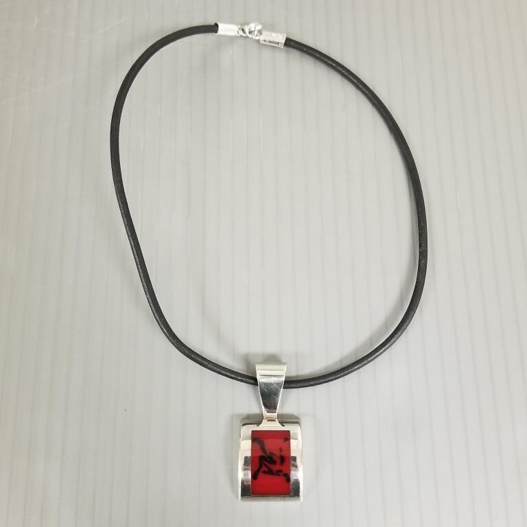 Silpada Sterling Silver Red and Black Pendant And Pierced Earrings Sets Retired