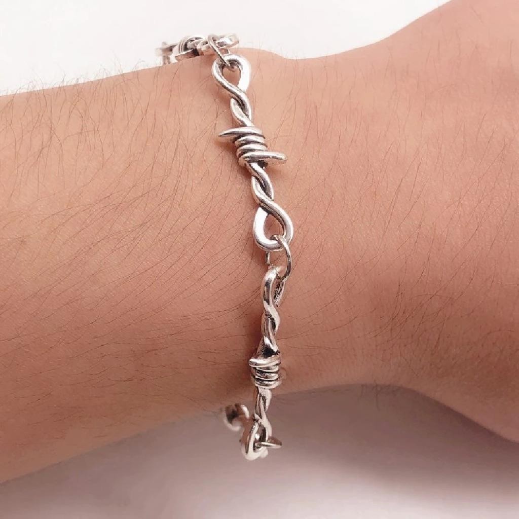 BARBED WIRE BRACELET 7″ Adjustable Punk Rock Rocker Goth Metal Alloy Skin Safe