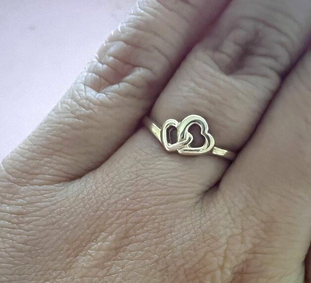 Double hearts ring gold plated 925 silver ring gold ring Gift for Love