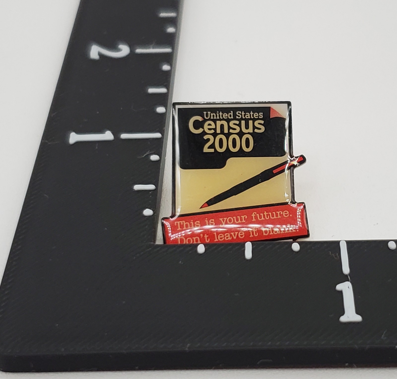 United States Census 2000 Volunteer Lapel Pin 1in Slogan Metal Promotional VTG