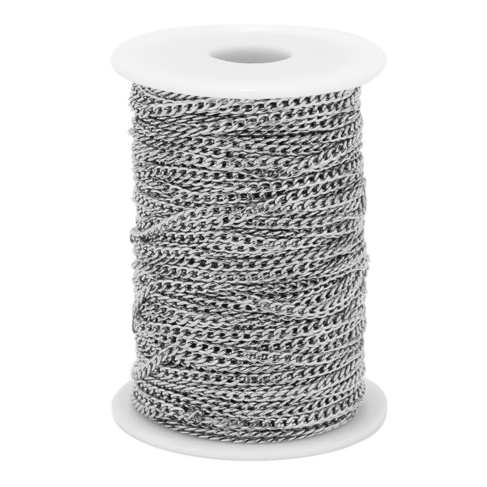 1Yard Stainless Steel NK Cuban Chain for Bracelet Necklace 3mm SSF77-Silver