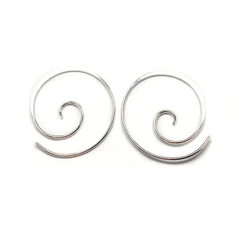 925 Sterling Silver Hoops, Spiral Threader Hoop Earrings, 20 gauge 22mm Diameter