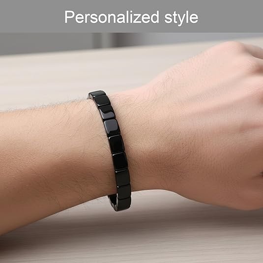 2-Pack Hematite 8mm Bead Bracelets, 19.5″ Adjustable Magnetic Therapy Style