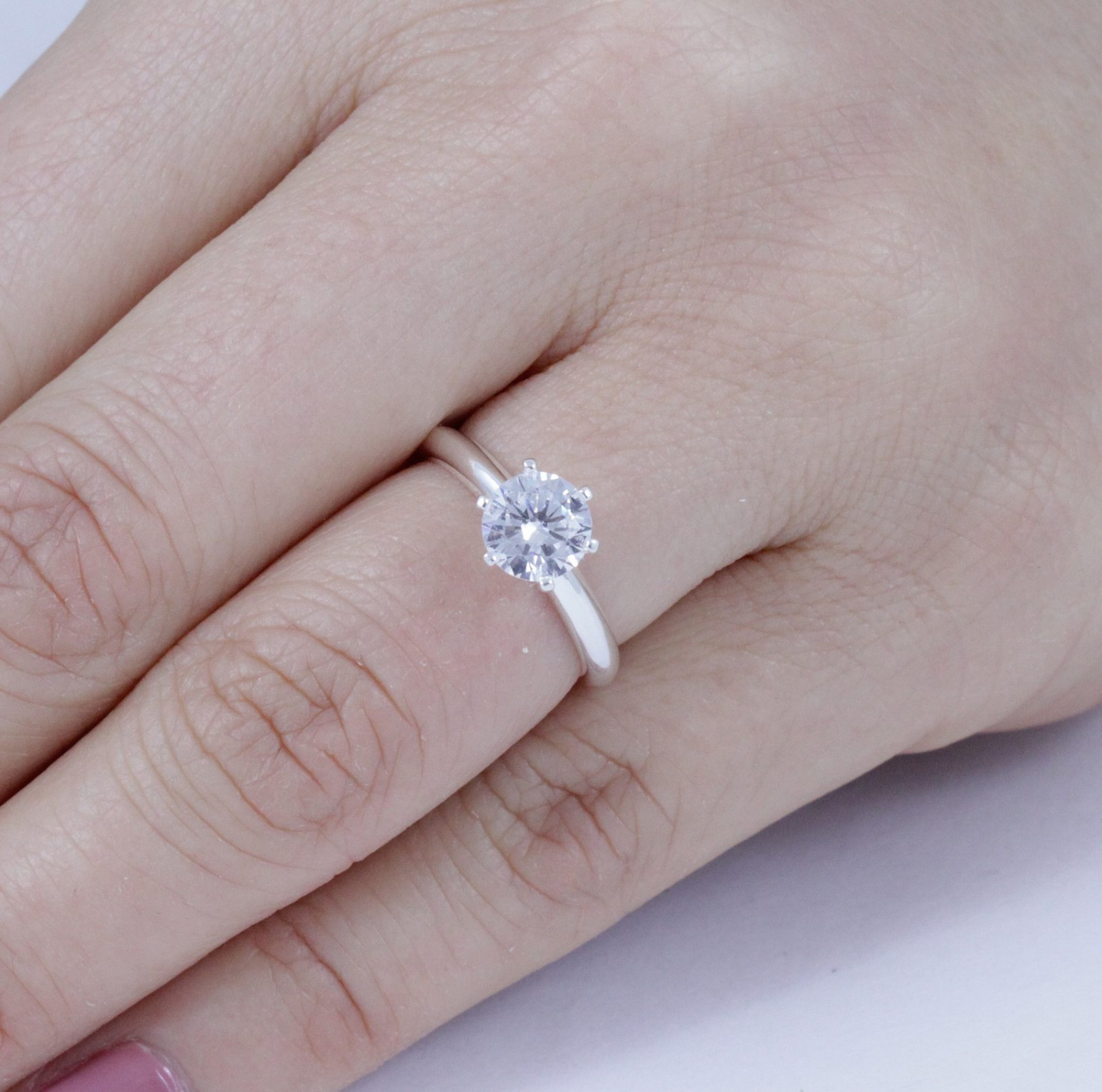 1ct .925 Sterling Silver Round CZ Solitaire Engagement Ring Band Sz 1.5-15 SA032