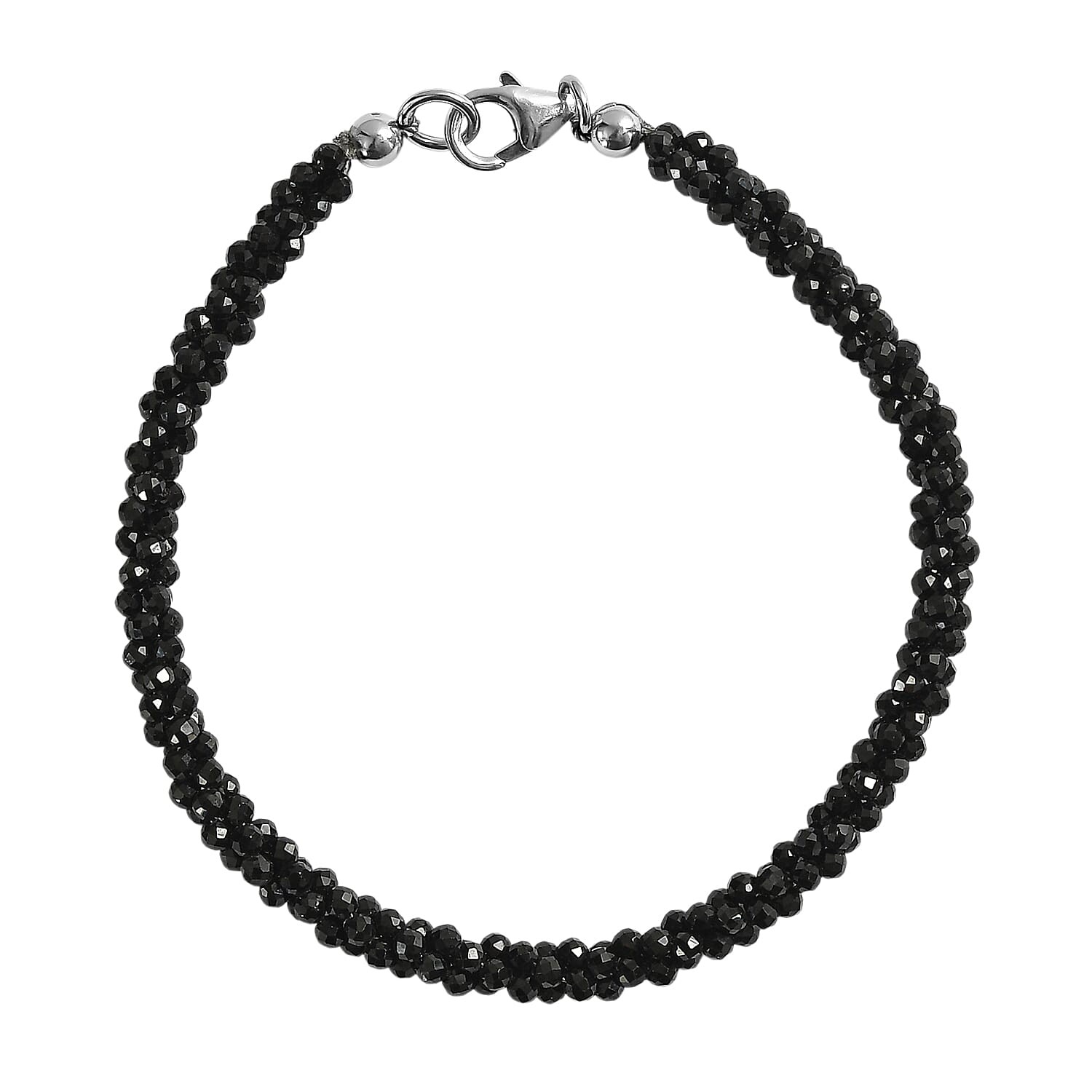 Black Spinel 27.00 ctw Twisted Bracelet in Rhodium Sterling Silver 7.25 In