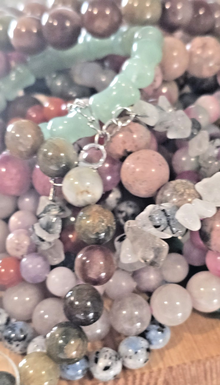 Genuine Crystal Stretch Bracelet Set of 3 8mm Round Natural Stone Healing Bead