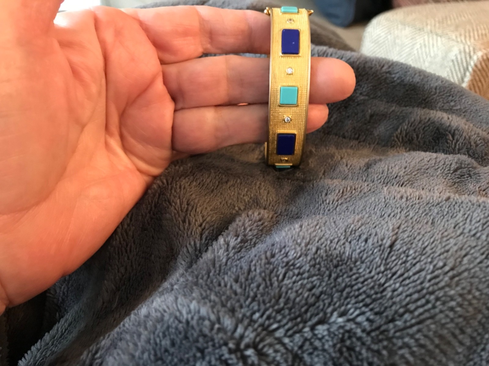 Freida Rothman Brick set 925SS with square turquois, lapis and bezel clear cz