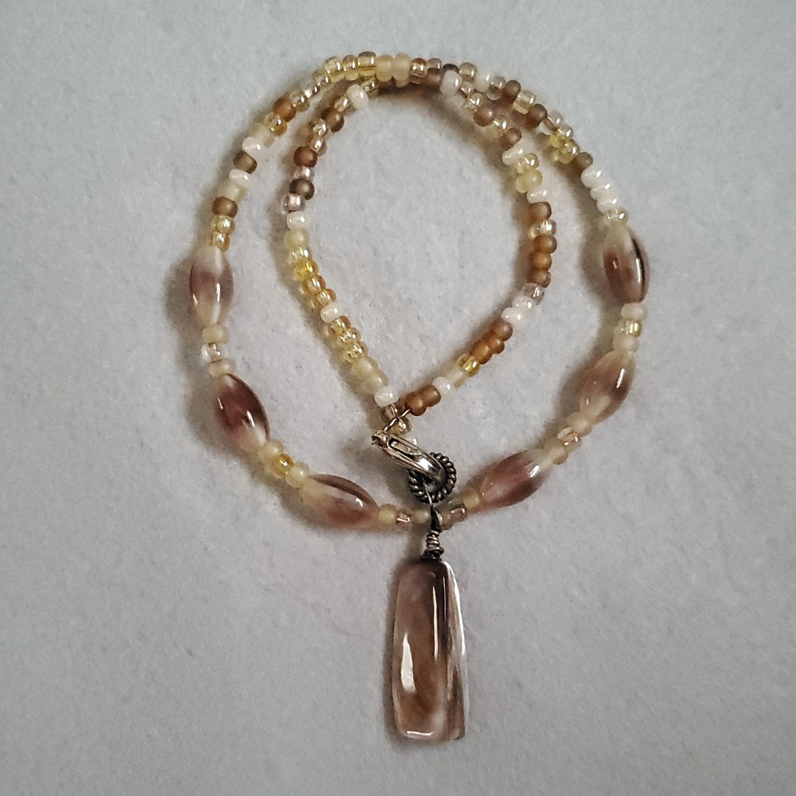 Beaded Necklace Lot of 5 Pink Brown Cream MOP Glass Sterling 15-18.5″