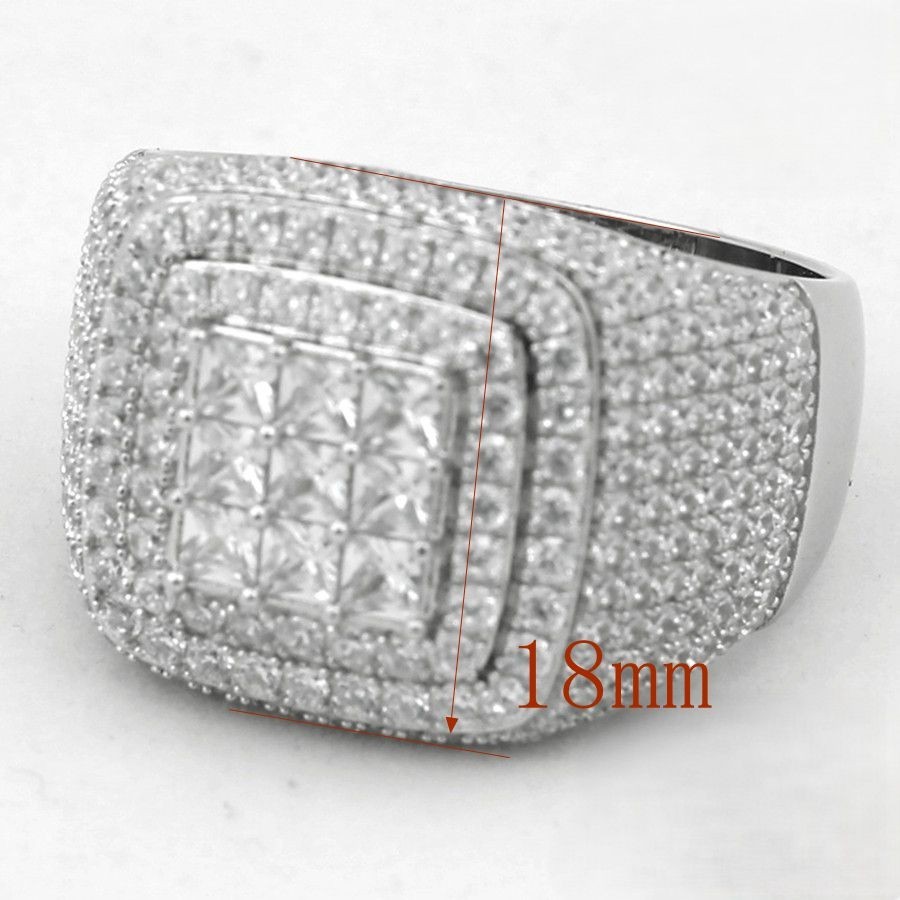Men’s 925 Sterling Silver 19mm Cubic zirconia Wedding Ring 7 8 9 10,11 12*Box