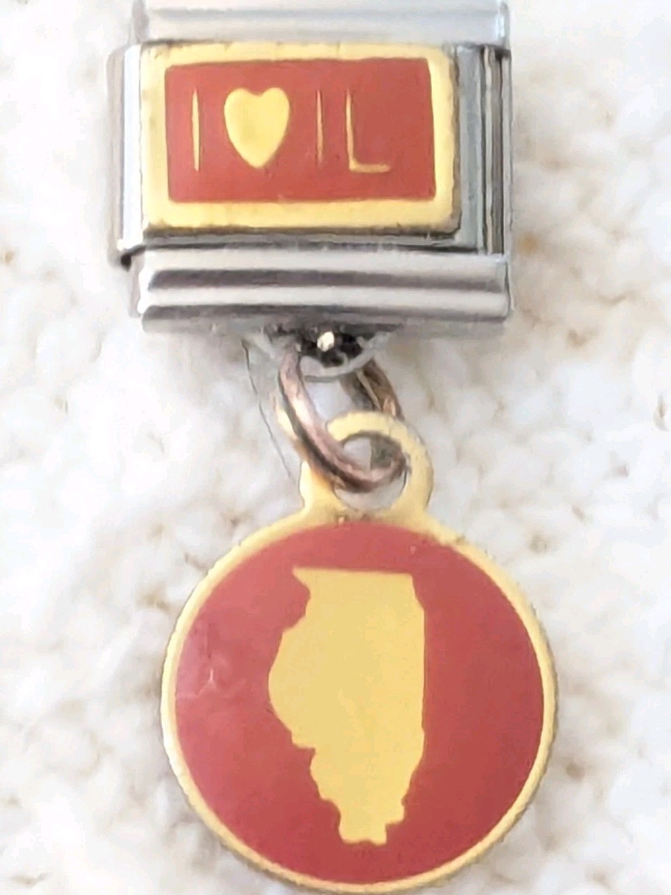 Authentic Casa D’Oro 💕 Illinois Dangle Italian Charm Classic 9mm Link R197