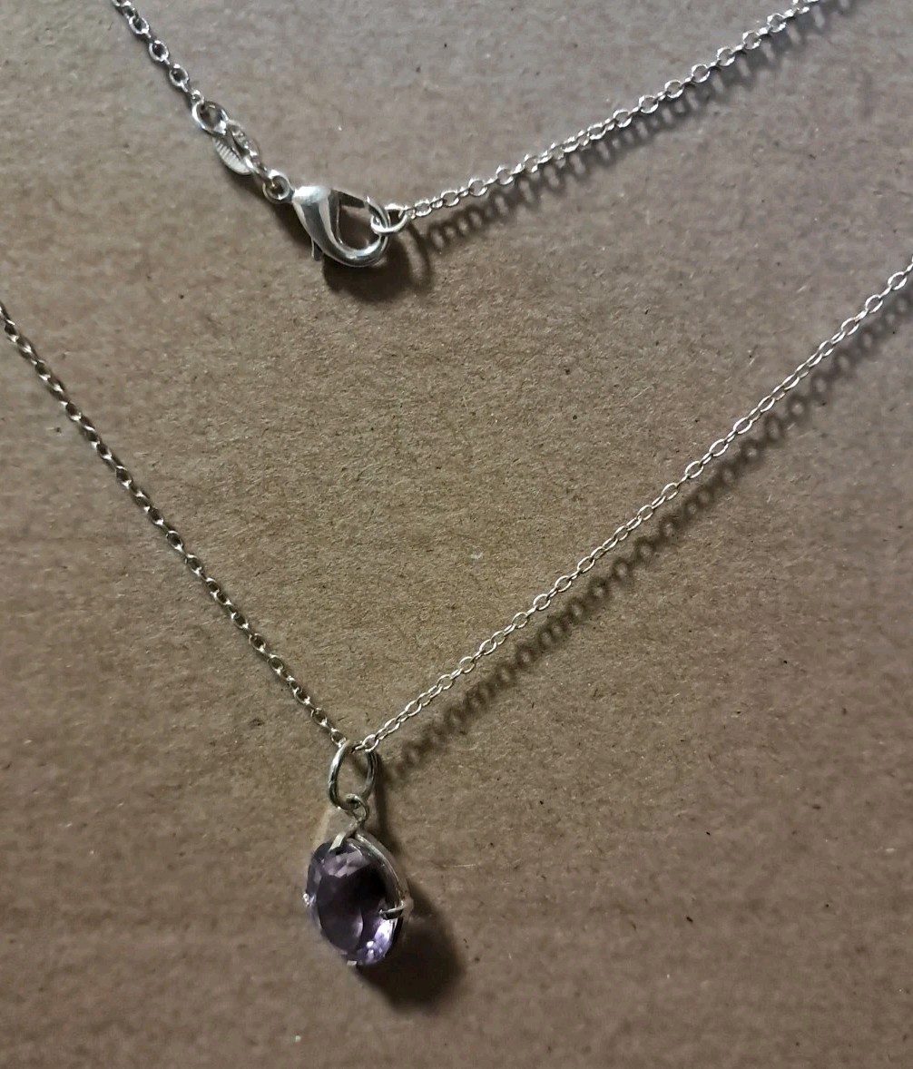 Amethyst Oval Gem 925 Sterling Silver Made in Brazil Pendant 18″ Necklace #17