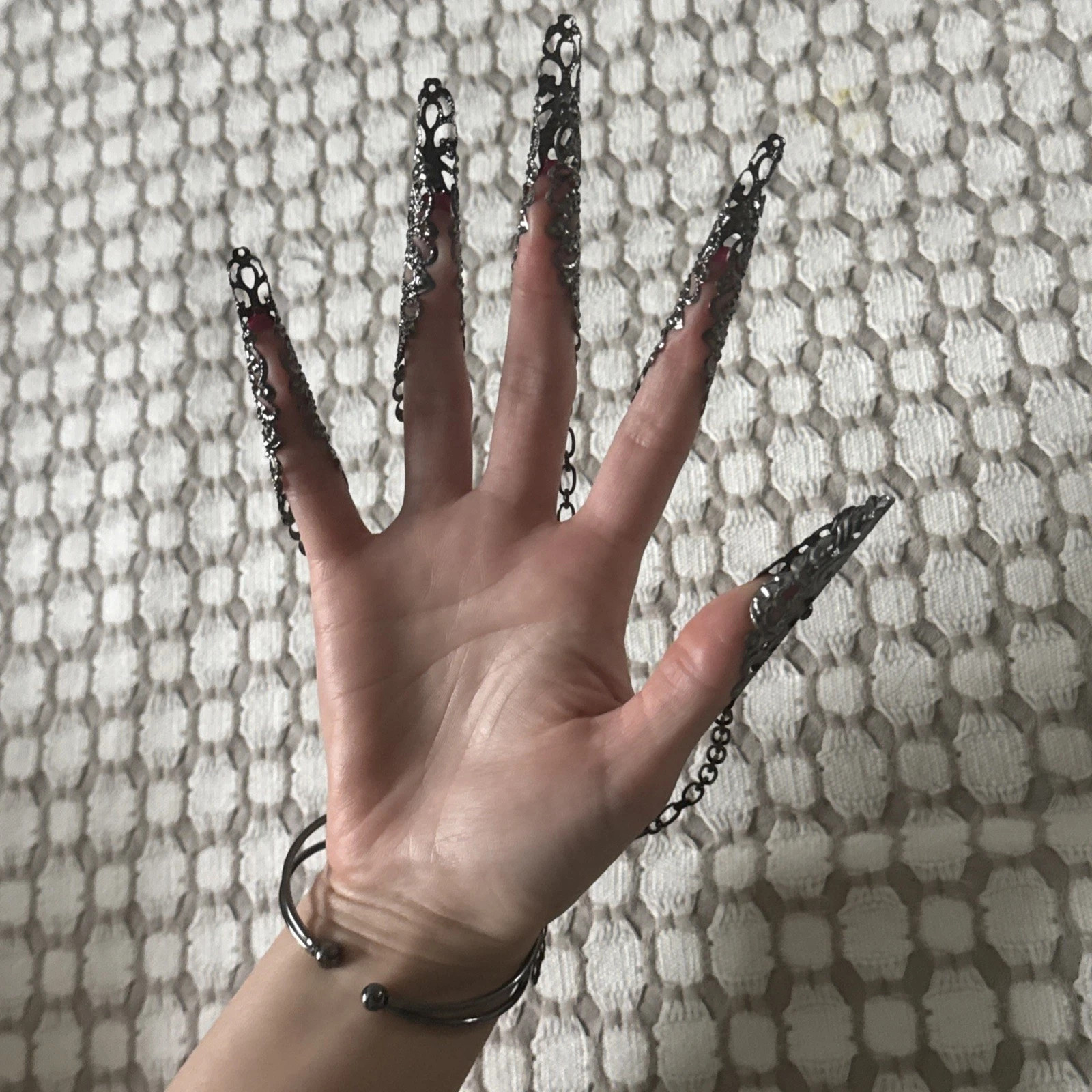 Punk, Metal Hand Chain Finger Bracelet, Gothic Slave Jewelry for Parties & More