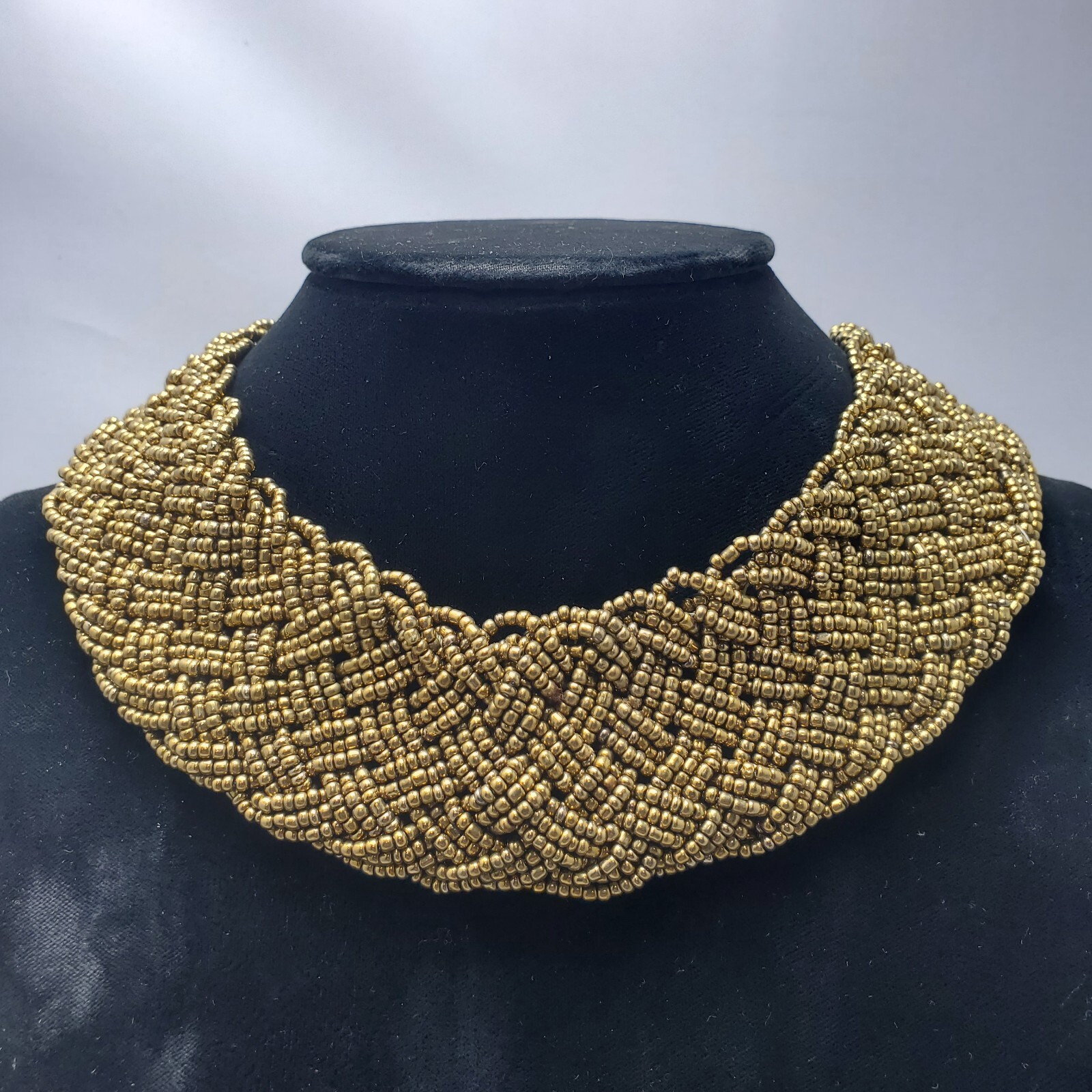 Signature Bronze braided seed bead Bohemian choker necklace NWT