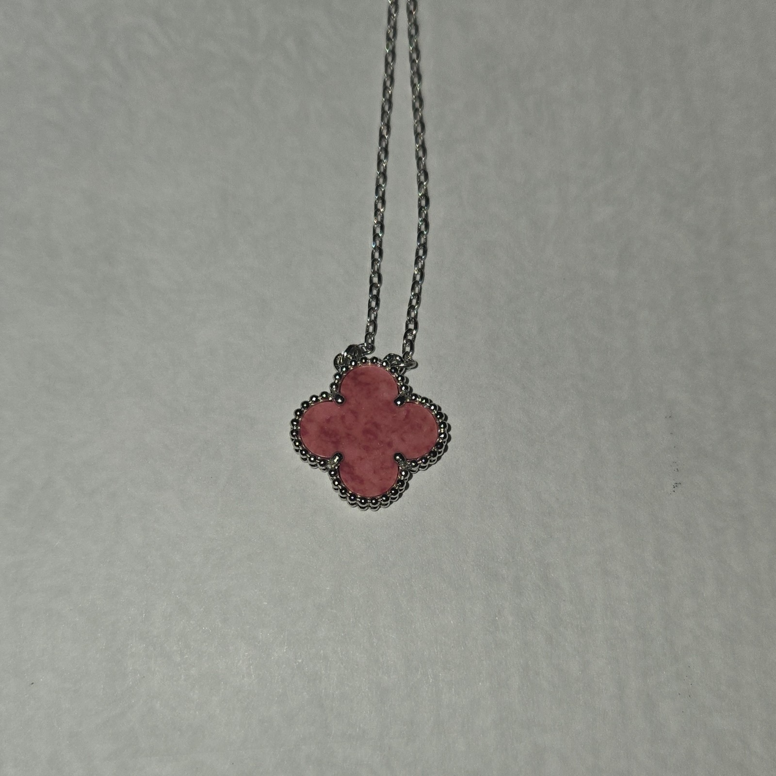 18 &20 cm Silver Tone Cable Chain Necklace with Clover Quatrefoil Charm Pendant
