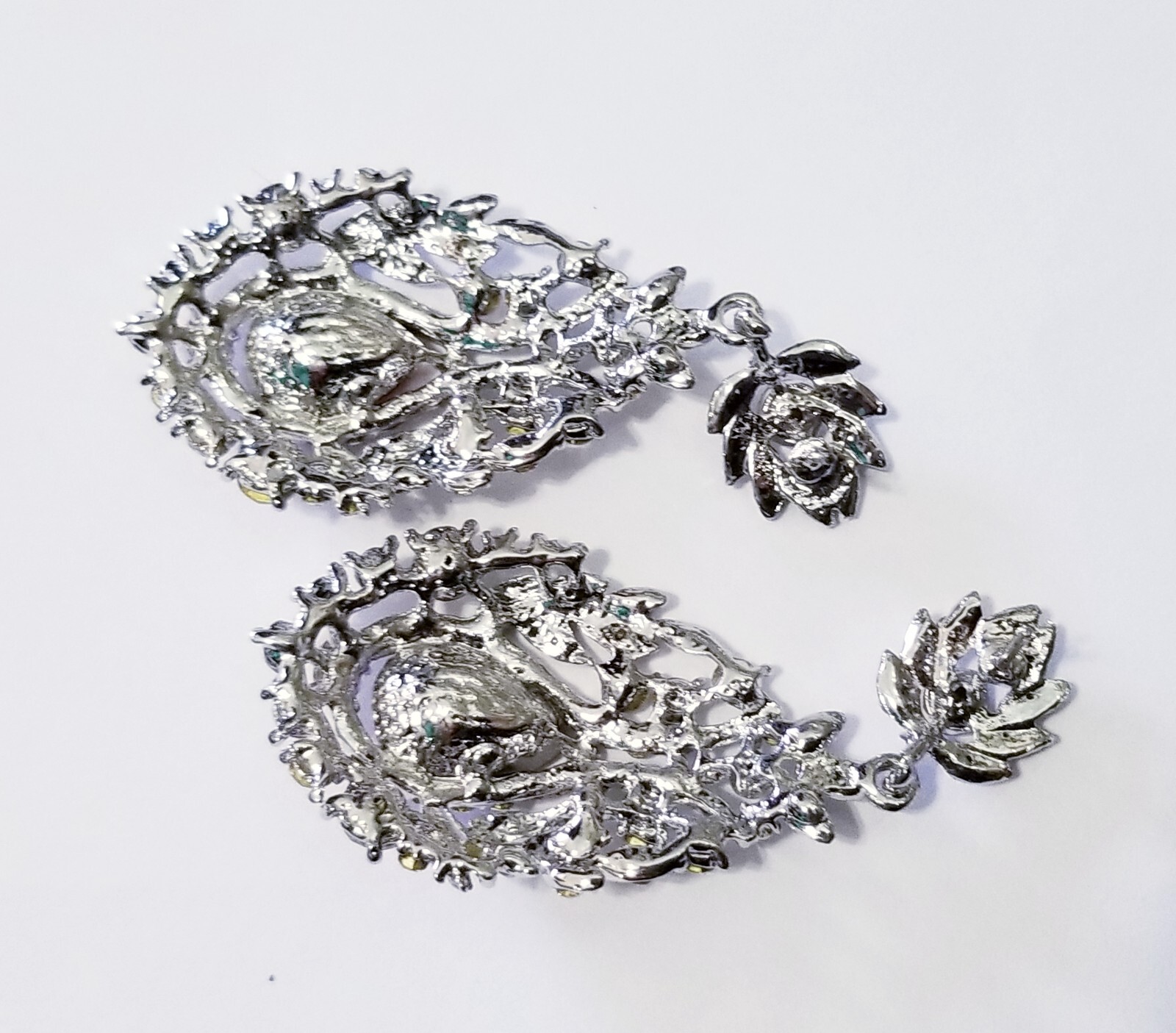 Chandelier Rhinestone Crystal Pageant Bridal Earrings Purple Drop Dangle 2.5 In
