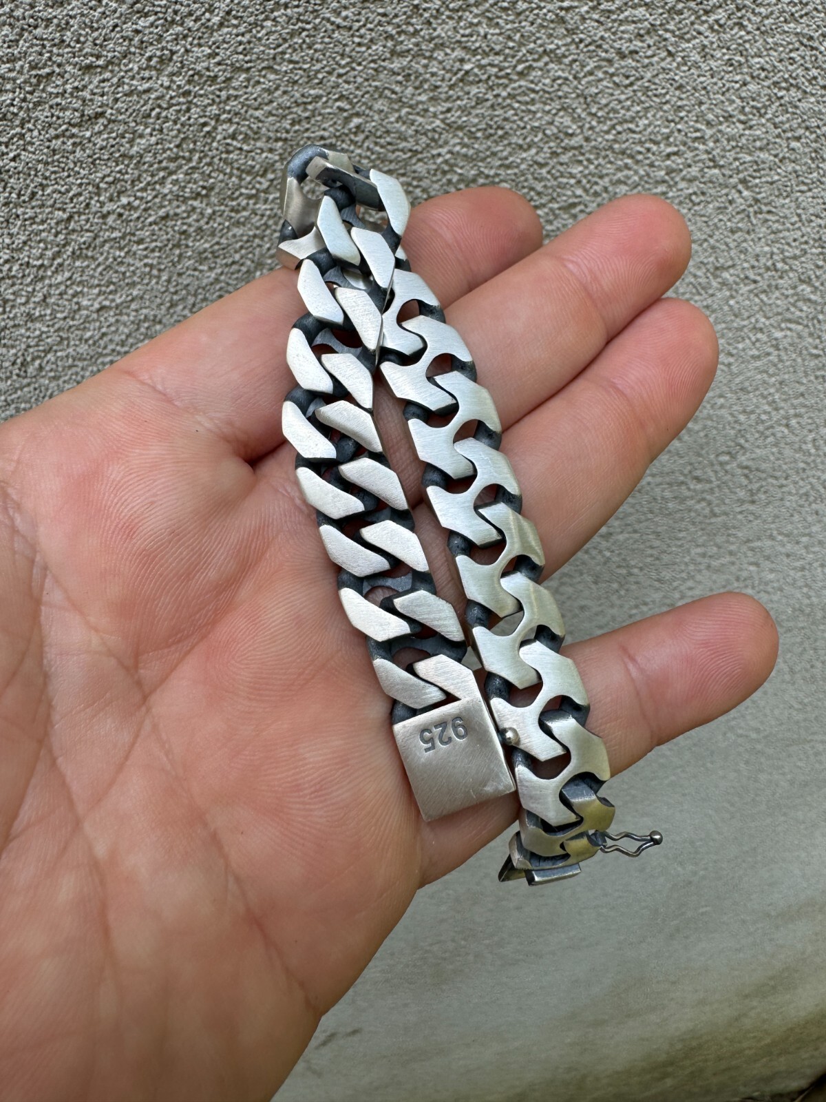 Custom Crazy Miami Cuban Link Bracelet 12mm Real 925 Silver Oxidized Finish