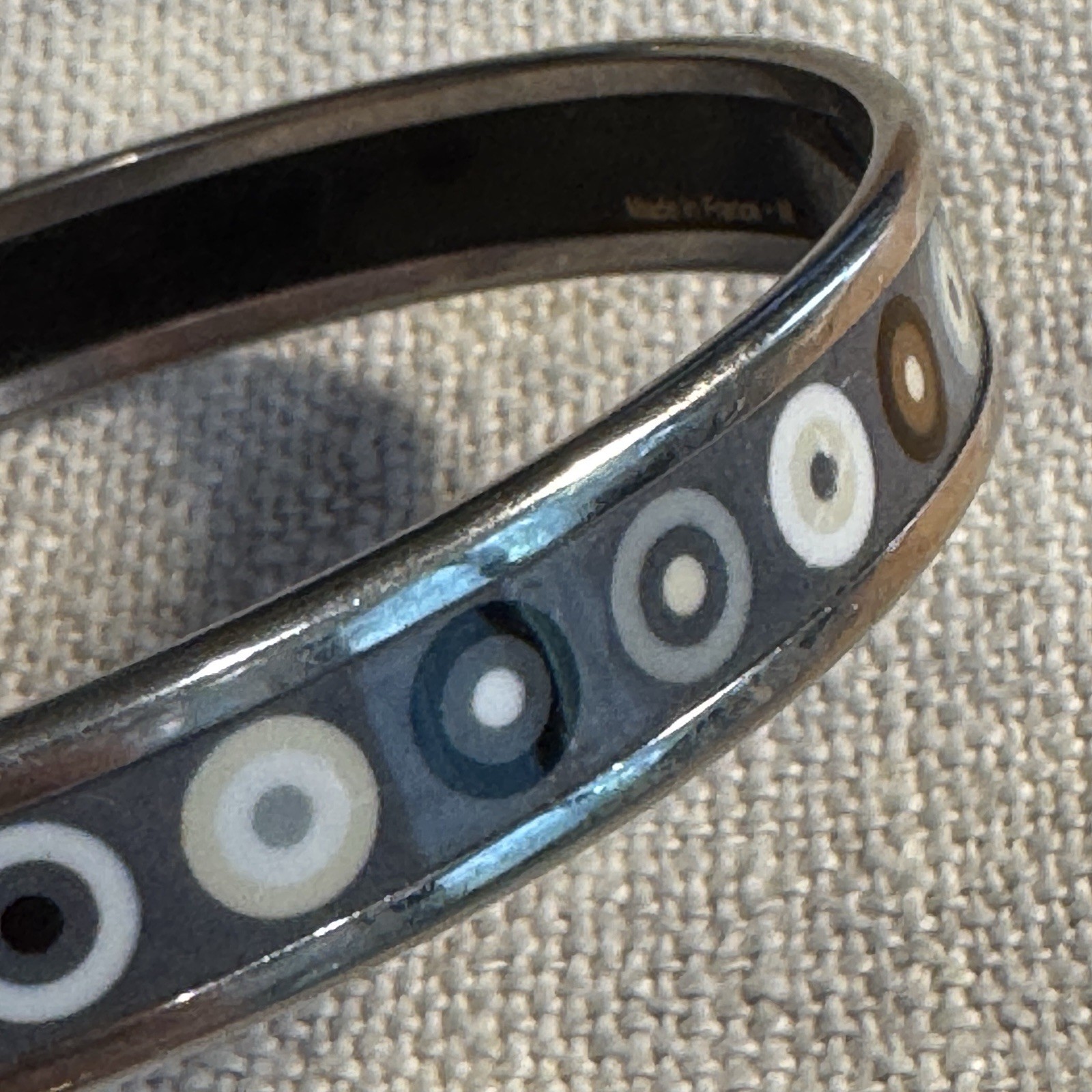 Hermes Printed Enamel Bangle 70 Palladium Finish – Black & Silver