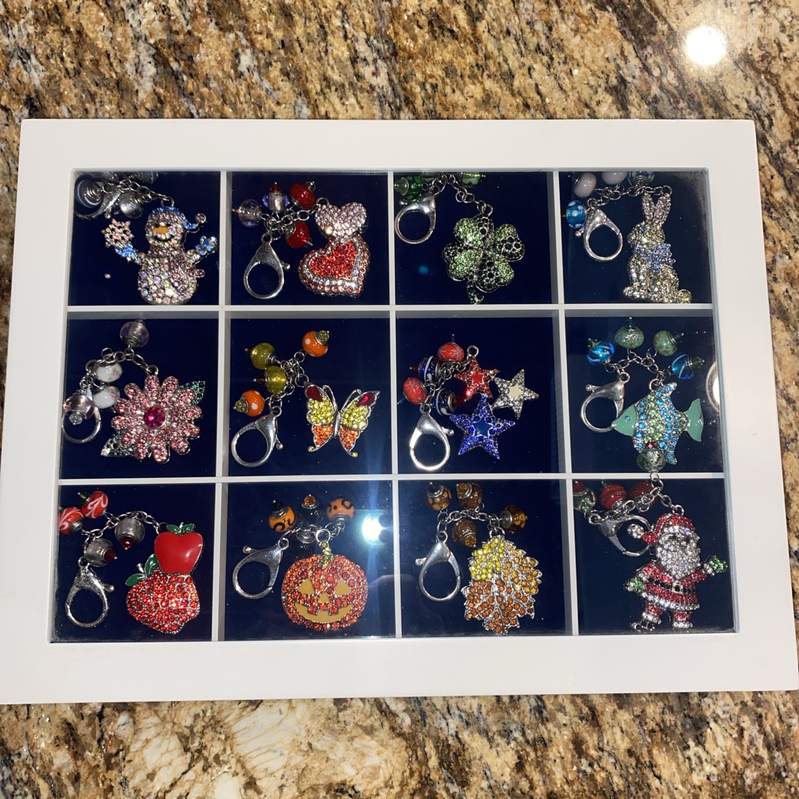 Willabee and Ward 12-Month Holiday Purse Charm Keychain Complete Set W/Case RARE