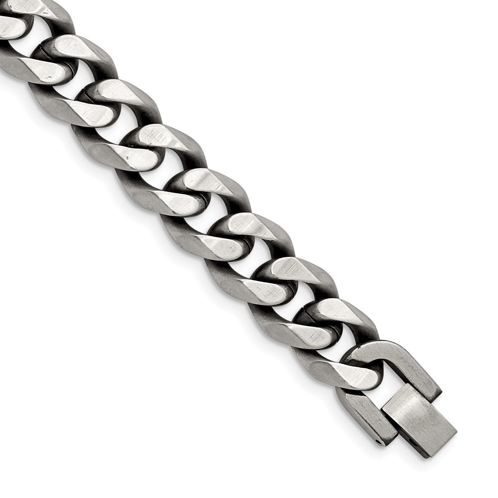 Chisel Men’s Bracelet Stainless Steel Antiqued and Brushed Curb Chain, 8.5 inch