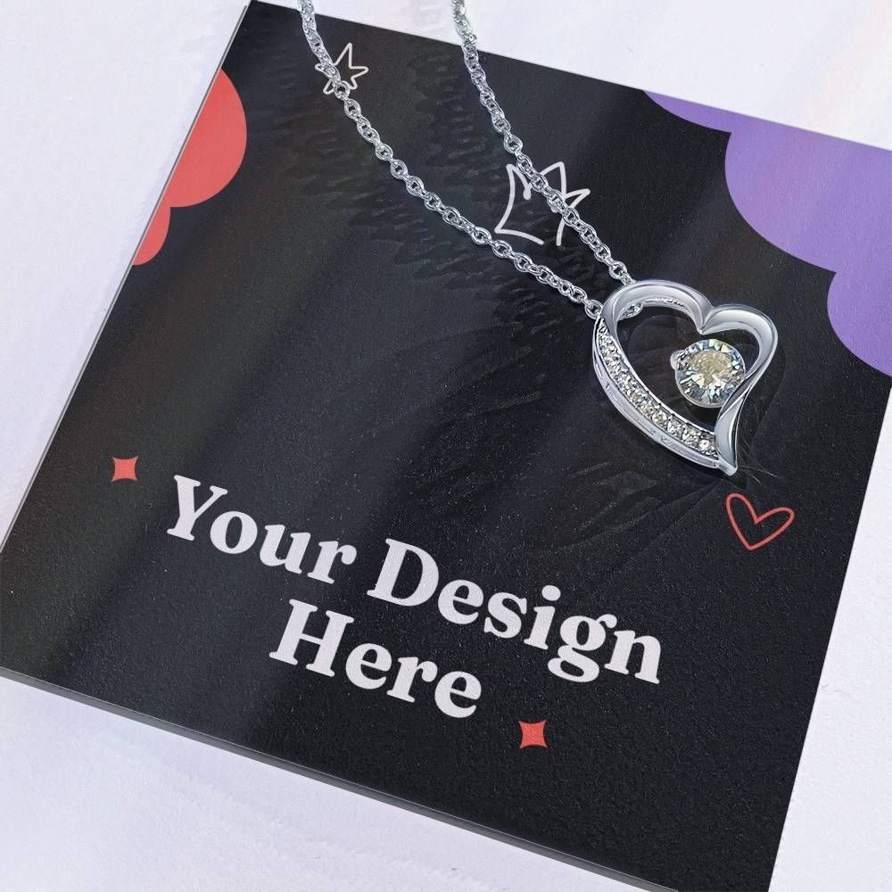 Ladies Forever Love Necklace 14k White Gold Finish 6mm Round Cut CZ Stone