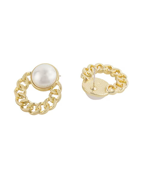 Classic Single Pearl & Gold Chain Earrings Design (Free Gift Box Included)