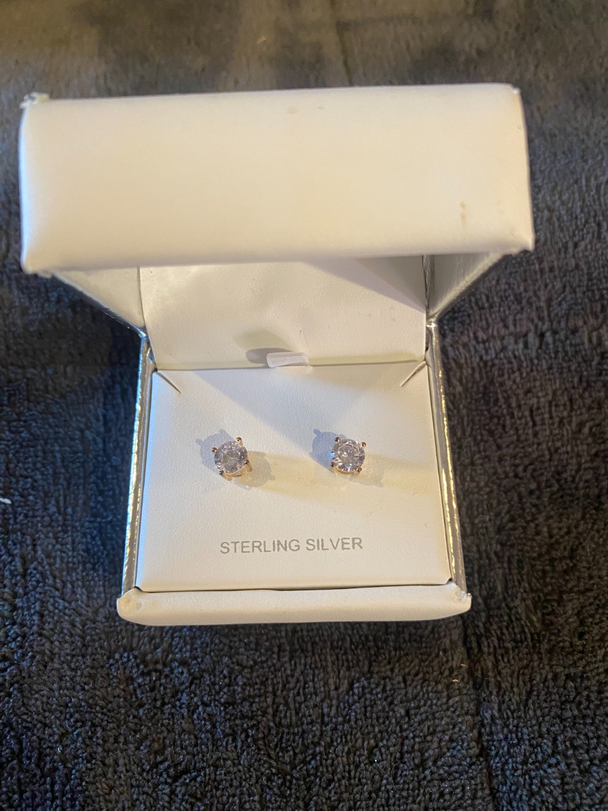 NIB CRISLU Cubic Zirconia Stud Earrings Sterling Silver
