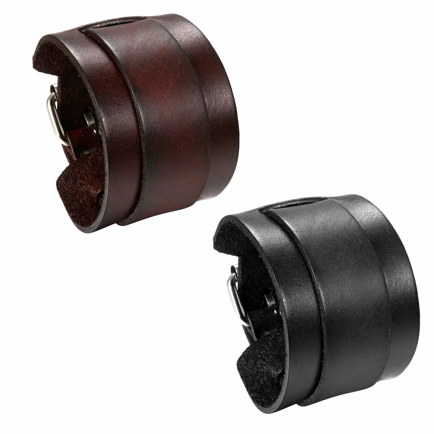 Men’s Punk Wide Genuine Leather Belt Wristband Bangle Cuff Bracelet Adjustable