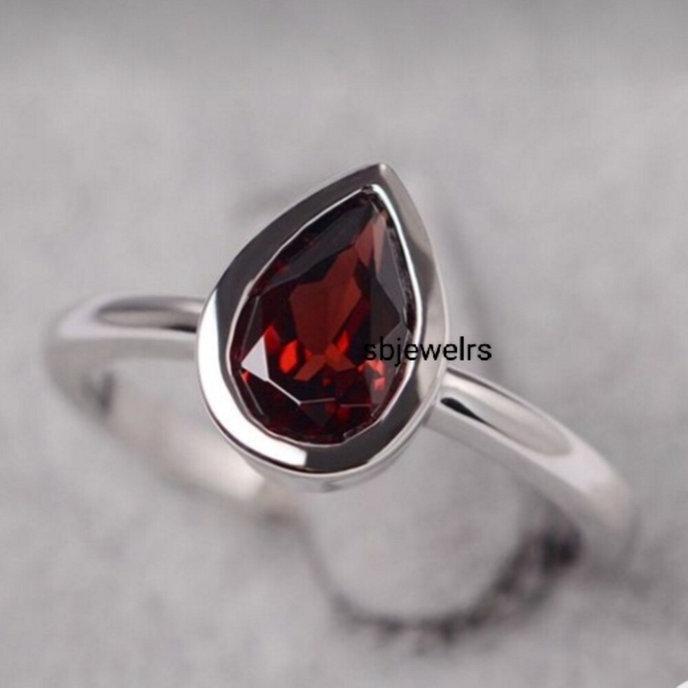 Garnet Gemstone 925 Sterling Silver Handmade Ring Mother Jewelry Gift D-383