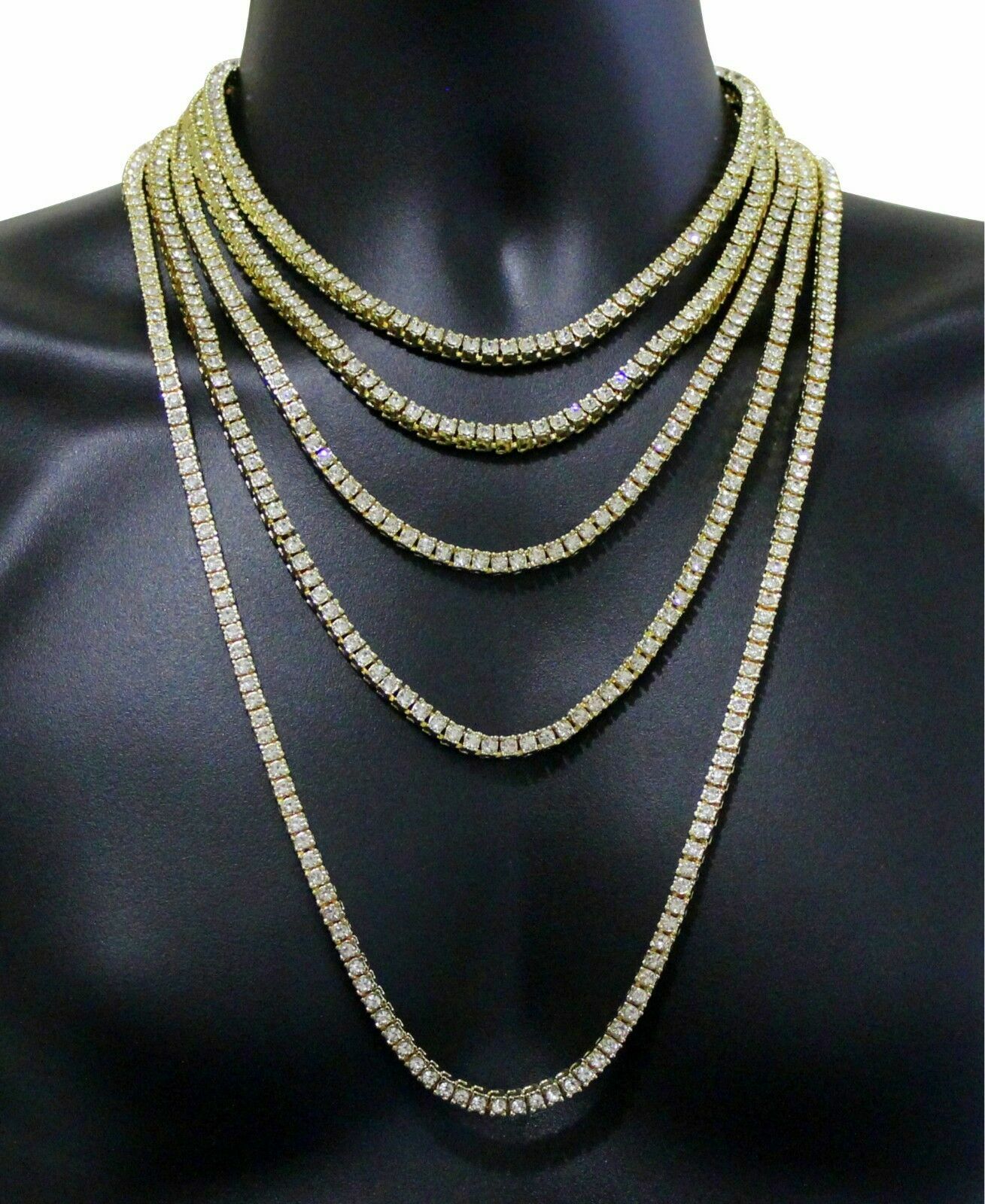 Iced 1 Row Lab Diamond Bling 4.5mm 8.5″ ~ 24″ Tennis Chain Bracelet Necklace