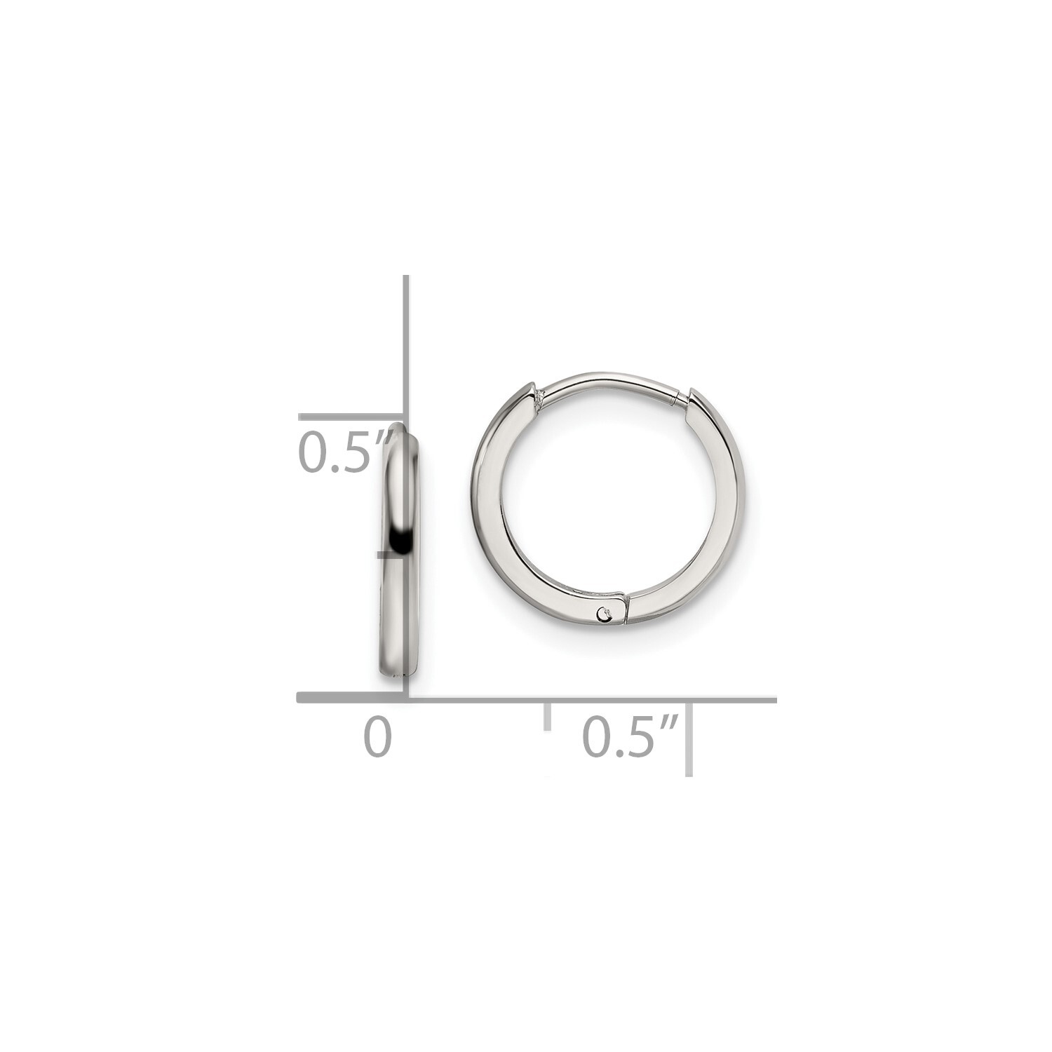 Stainless Steel High Polished 1.4mm Small Size Endless Hinged Hoop Earrings