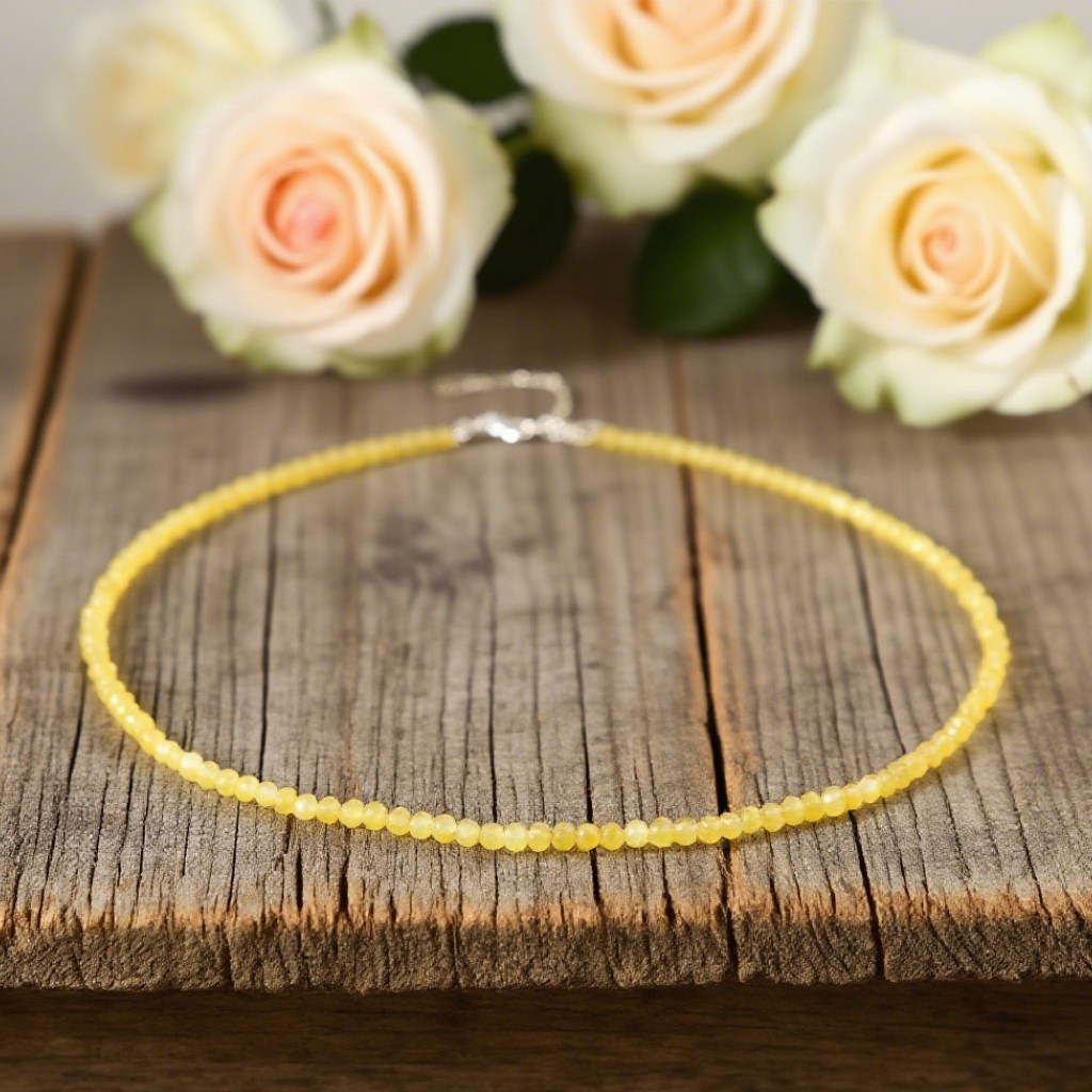 Natural Citrine Tiny 2mm Beads Yellow Crystal Healing Necklace Gift for Women