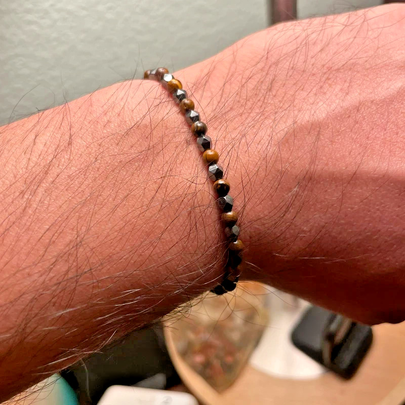 Triple Protection Bracelet Hematite Tiger’s Eye Beads Healing Women Men Bracelet
