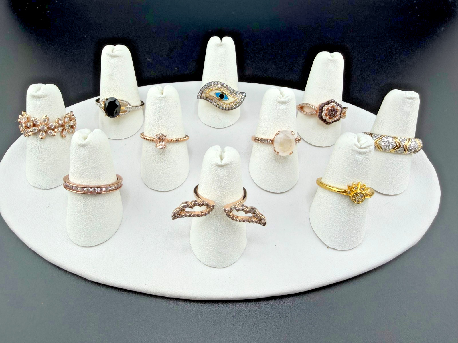 GOLD ROSE VERMEIL STERLING SILVER 925 CUBIC ZIRCONIA CZ VARIETY BANDS RINGS LOT