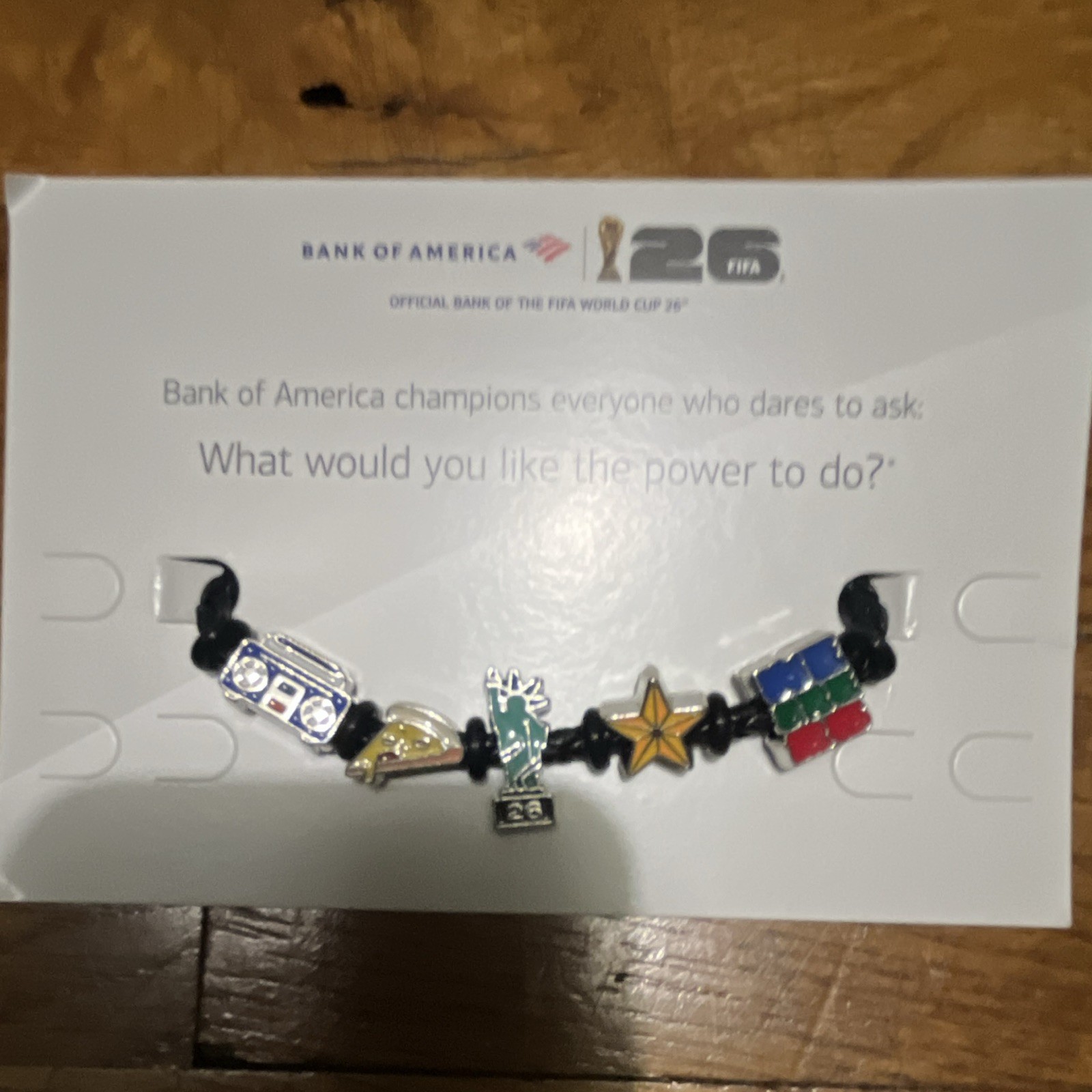 Bank of America FIFA World Cup 26 Adjustable Cord Charm Bracelet w/ Charms