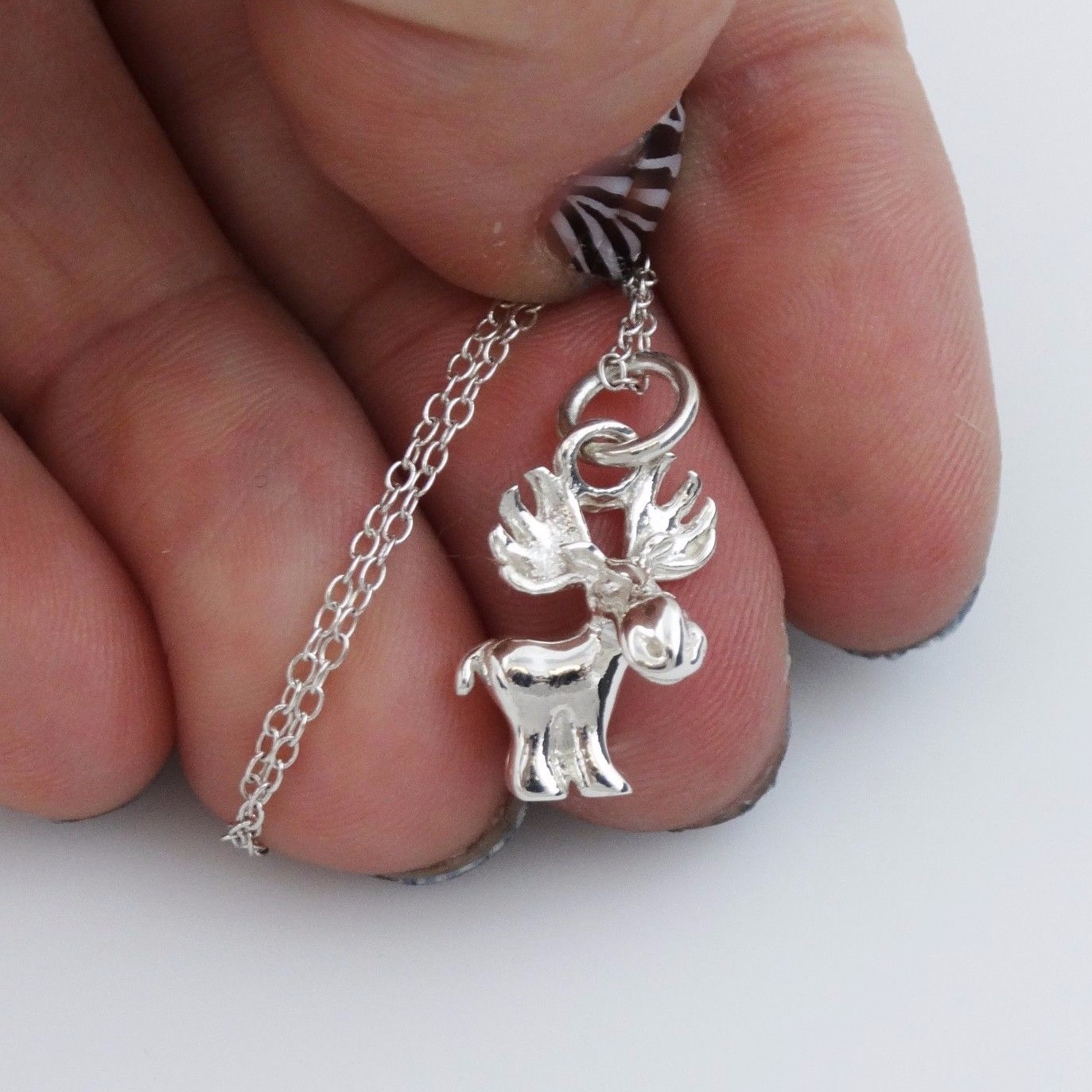 3D Moose Charm Necklace – 925 Sterling Silver NEW Hunting Canada Whimsical Hunt