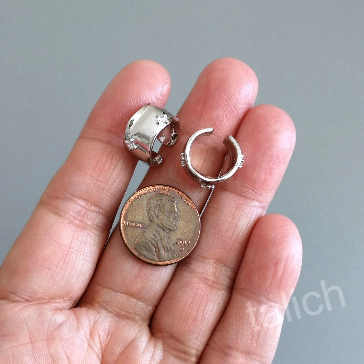 PAIR Organic Sterling Silver Ear Cuff with Tiny CZ Non Piercing Unique Minimal