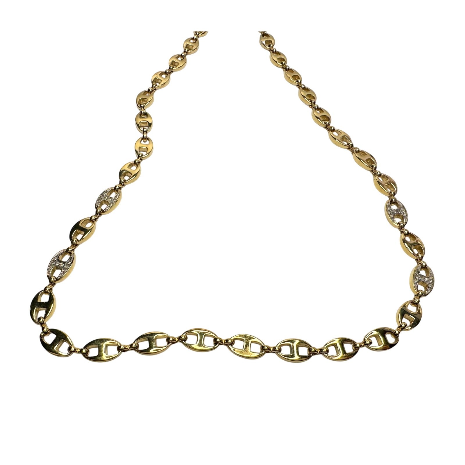Givenchy Puffed Anchor Mariner 21″ Chain Necklace w 4 Rhinestoned Links