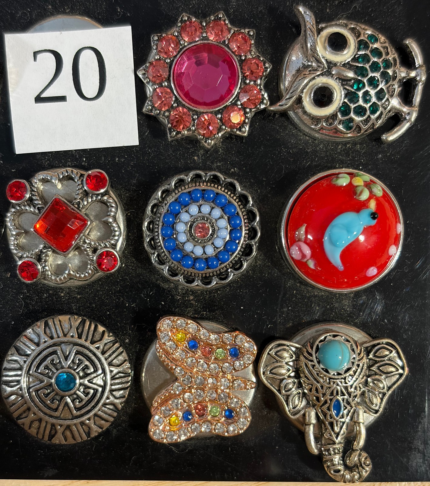 24 18-22mm chunk snap buttons charms jewelry lot