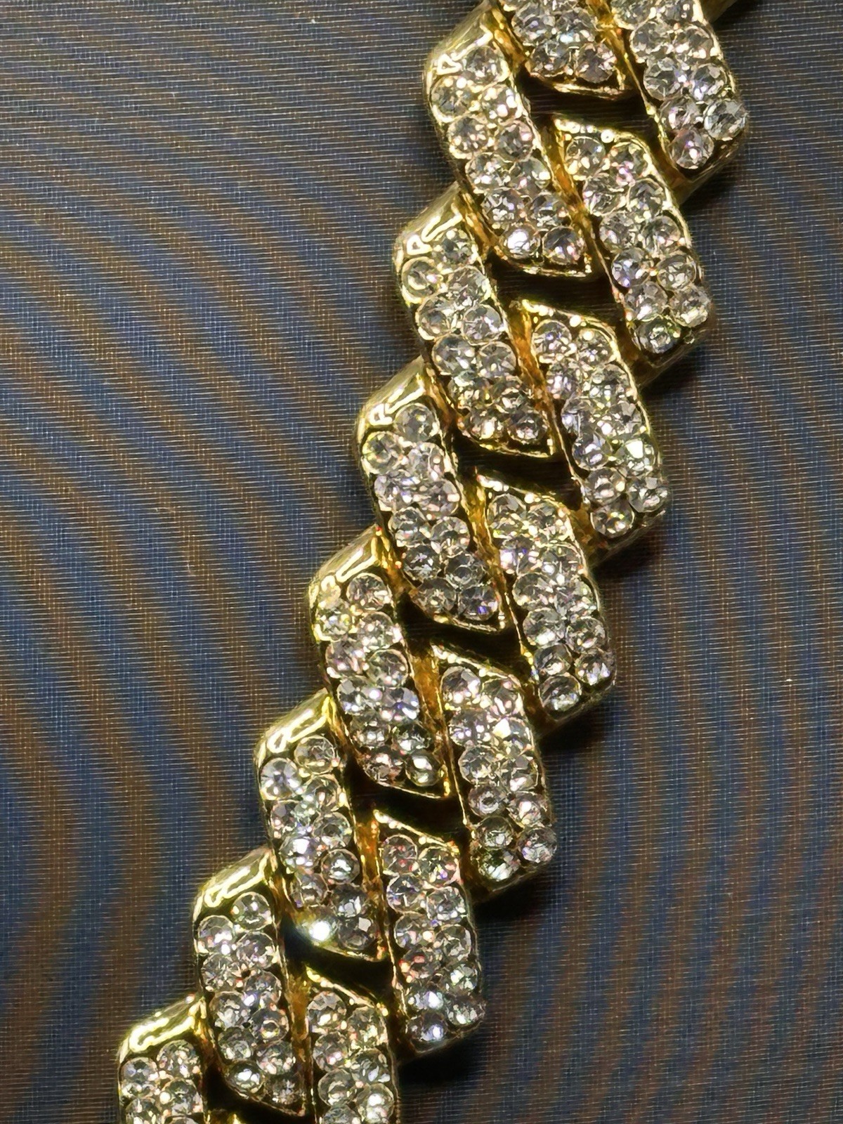 Hip Hop Iced Out Cuban Link Chain Gold Tone Necklace Or Bracelet