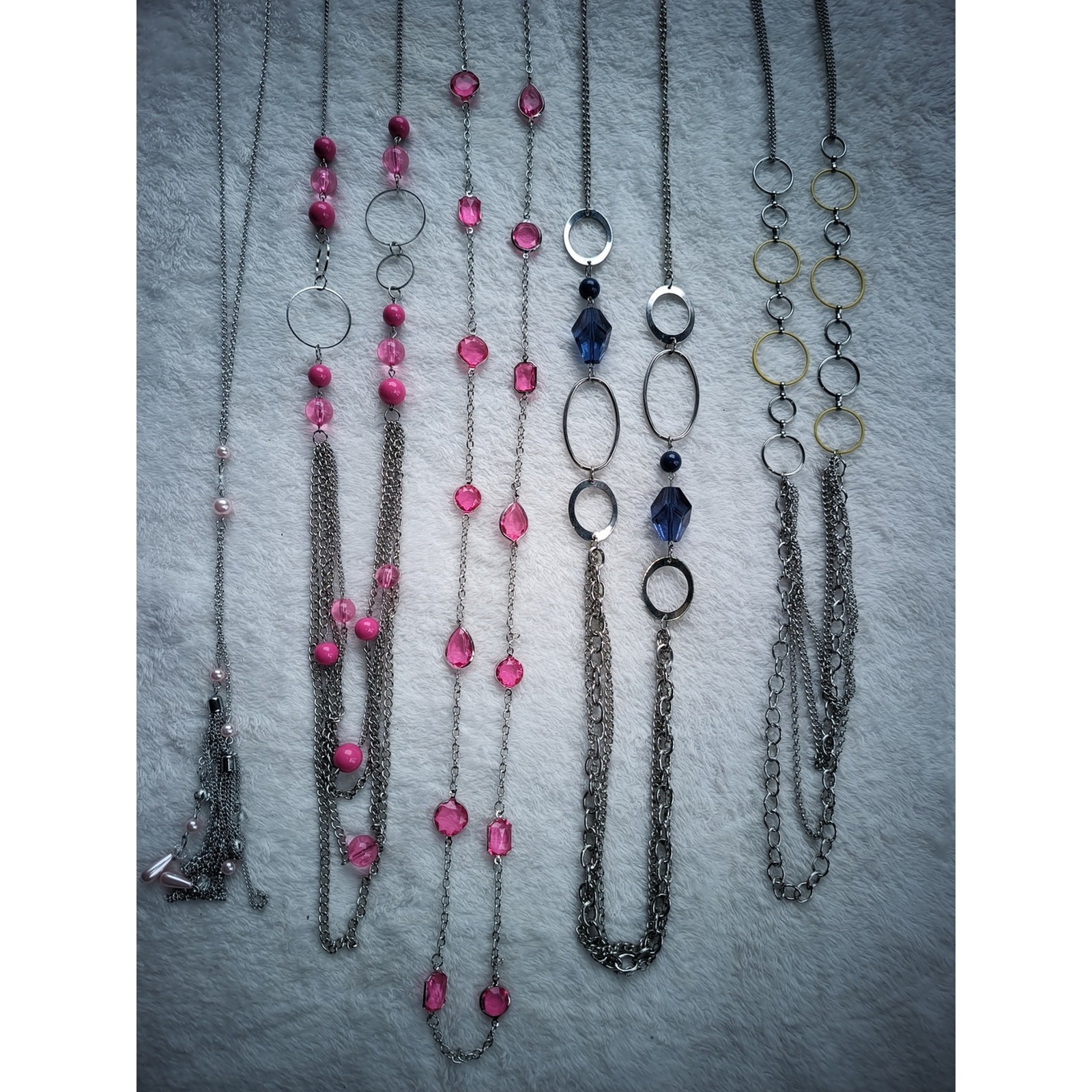 paparazzi Pink Multi-Bead Layered Necklace Set with Drop Earrings