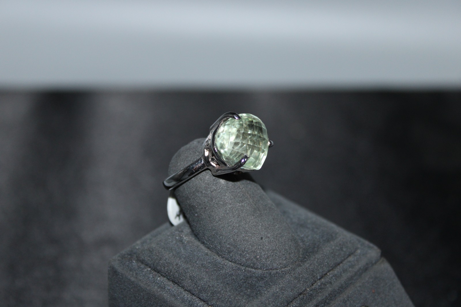 Green Amethyst And Sterling Silver Ring Size 6.5