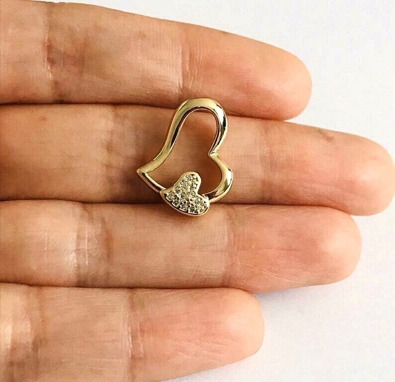 18k Gold Filled Cz Heart Slide Pendant / Gold Filled Dije Corazon – P57
