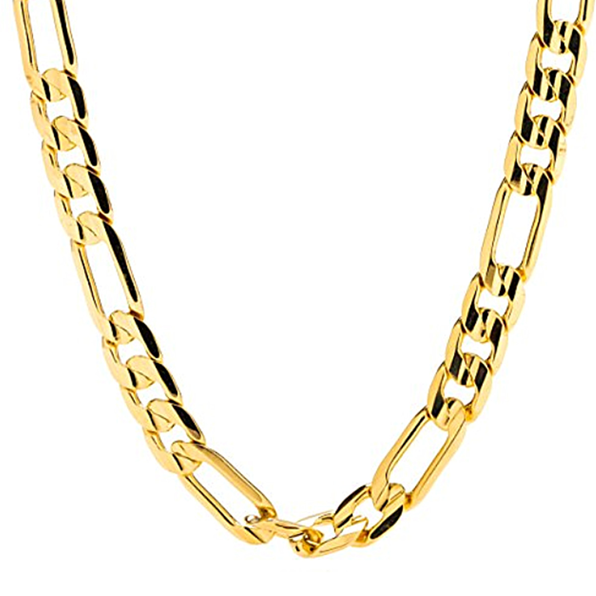 Fine Jewelry 18K Gold Plating Figaro Chain 6mm Fashion Necklace 20″24″28″ inch