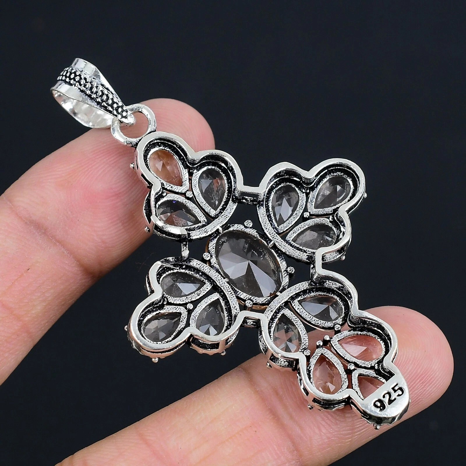 Morganite Gemstone Handmade 925 Sterling Silver Jewelry Pendant 2.30″