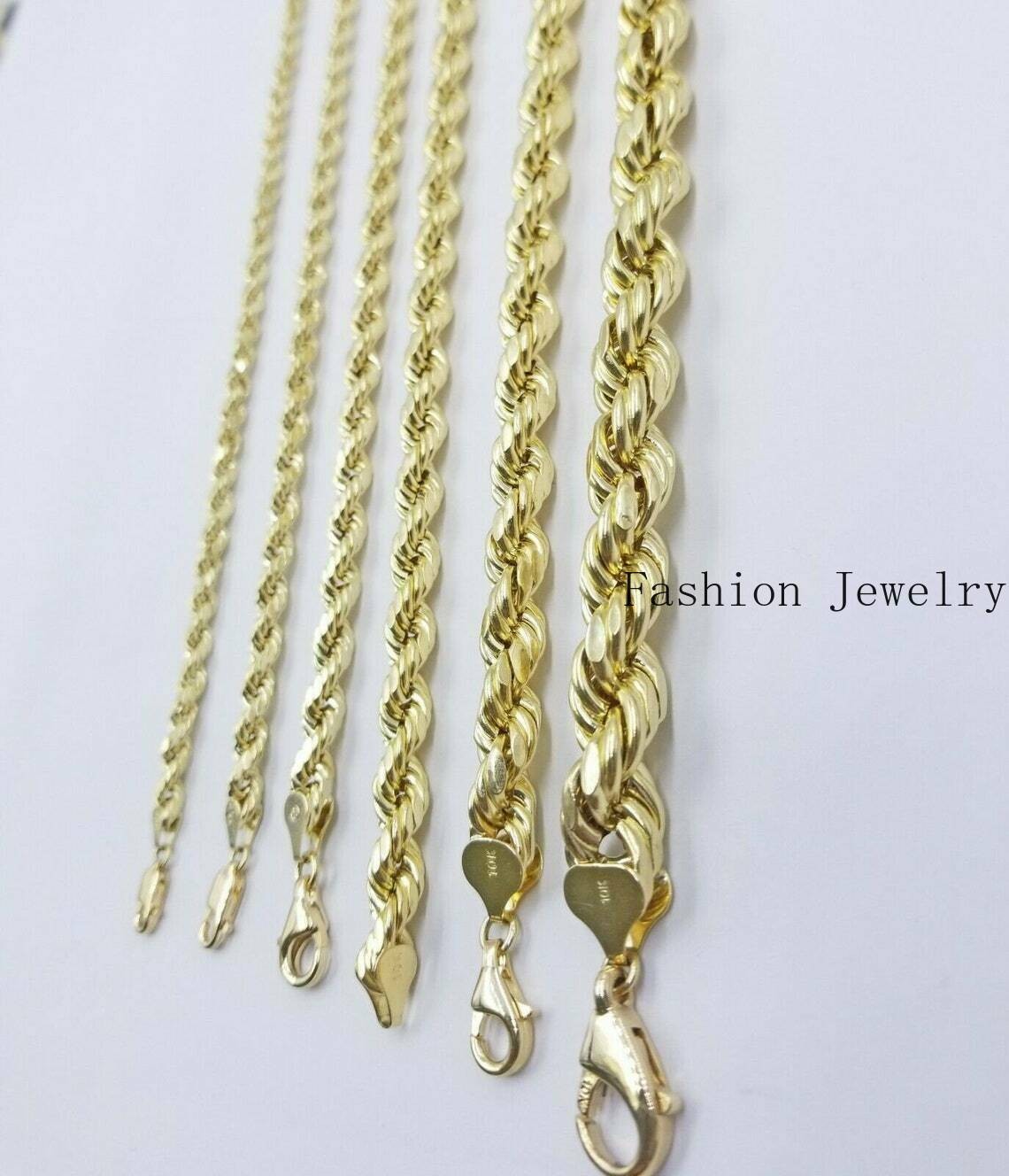 10k Yellow Gold Rope Chain Necklace 18″-30″ Men Women 4mm-10mm Real Gold Sale