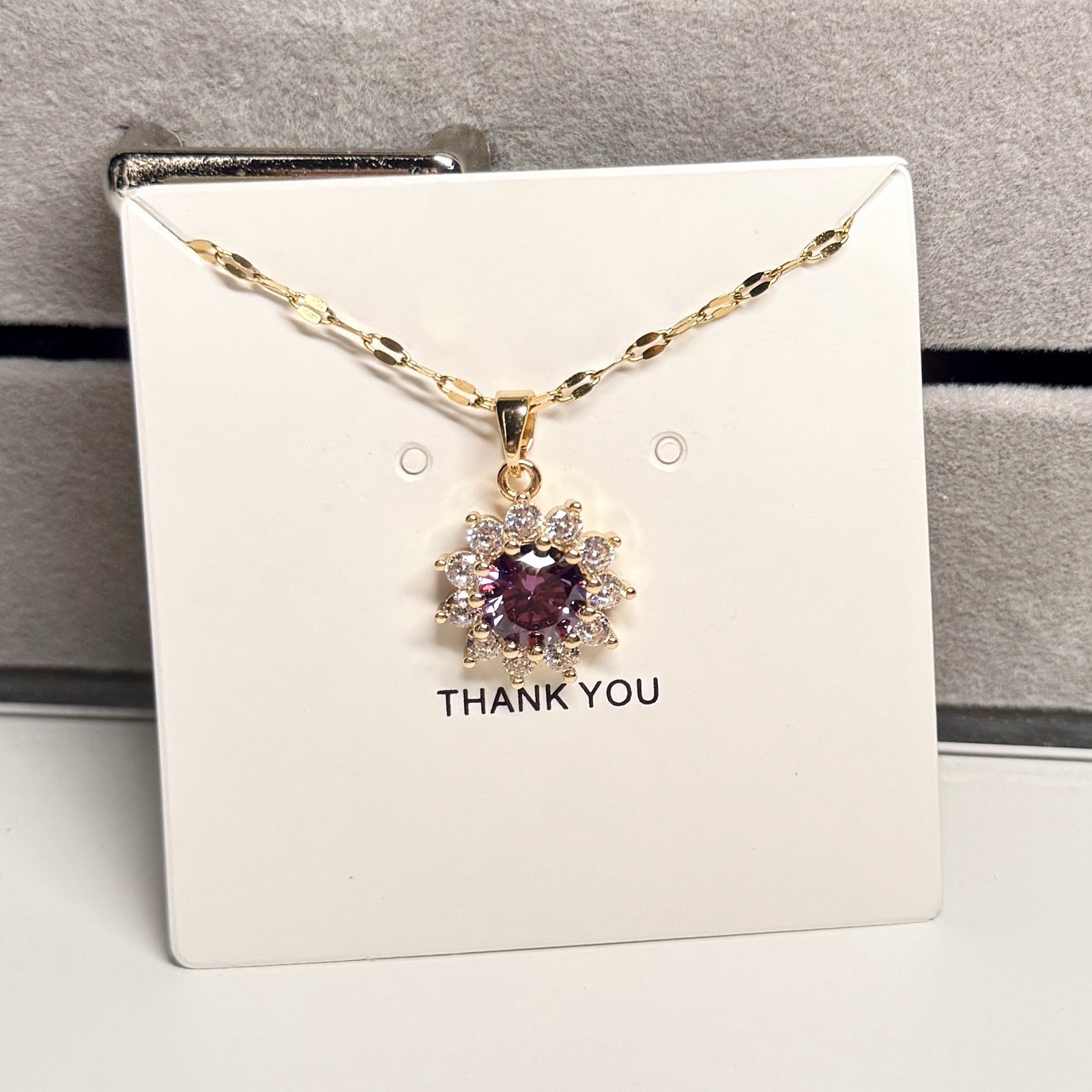 Gold Plated Color 18inches Sunflower Pendant Necklace for Women Fashion Jewelry