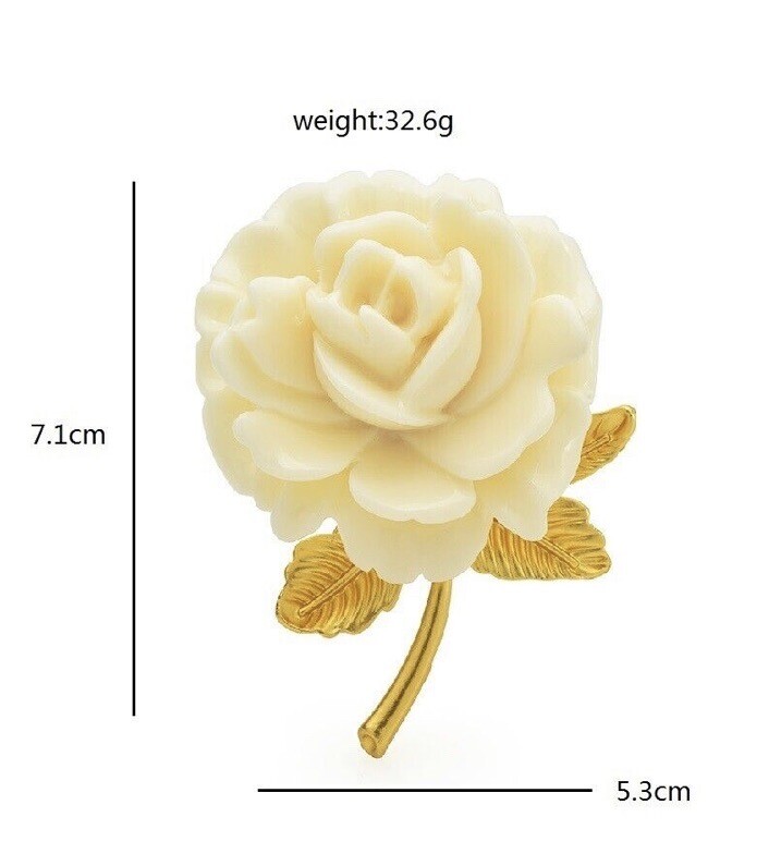 Beautiful White Rose Flower Brooch Pin Fashion Resin Jewelry Great Gift Idea!