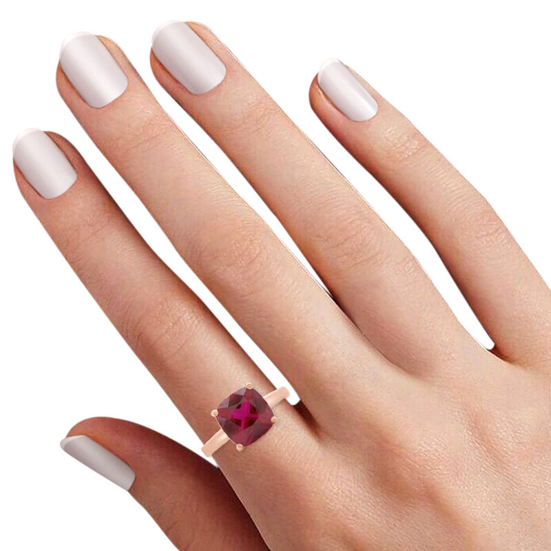 3 Ct Simulated Ruby Solitaire Wedding Ring 14k Rose Gold Plated Sterling Silver