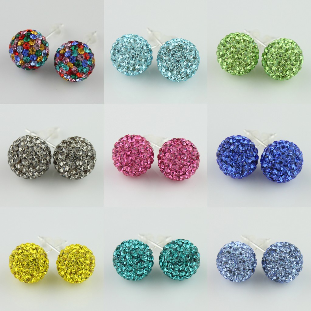 1Pair Czech Crystal Disco Ball Stud Sparkle Earring 4mm 6mm 8mm 10mm